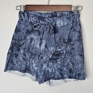 Boohoo Juniors Loungewear Blue‎ Marble Wash Elastic Waist Raw Hem Size 4